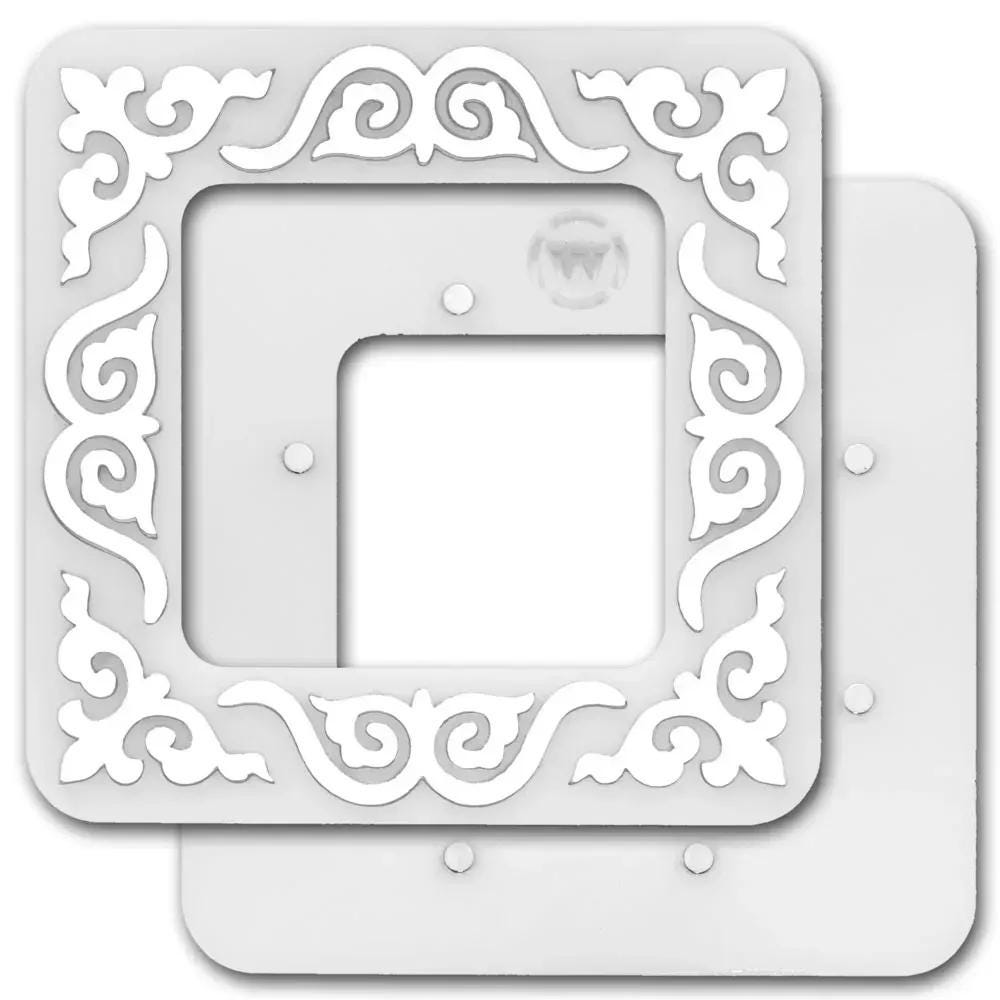 Magnetic Embroidery Hoop: Plastic Cross Stitch Frame, silver pattern (2.4x2.4 IN)