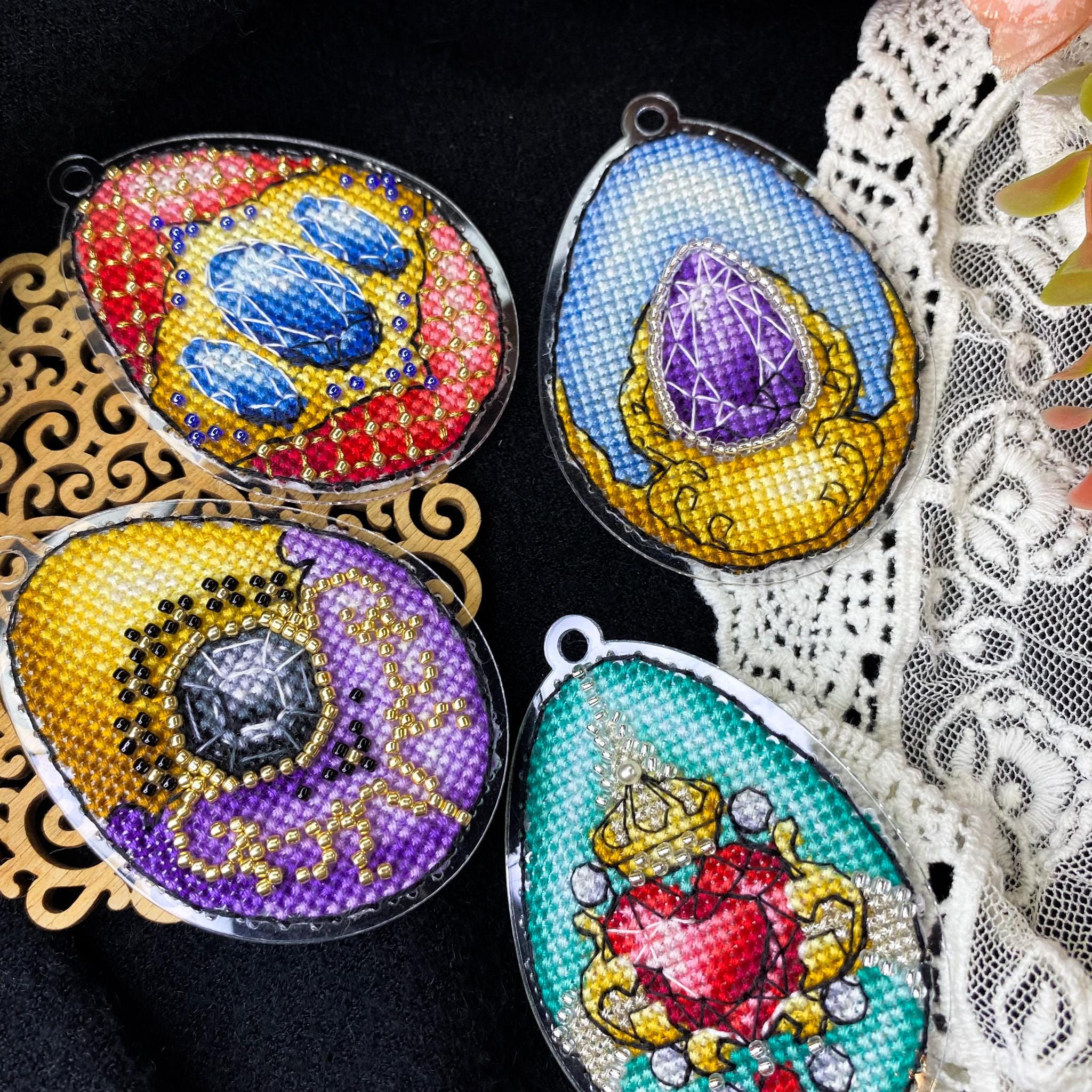 Tourmaline treasure - Easter egg Cross Stitch Kit: Beads & Threads on Plastic Base