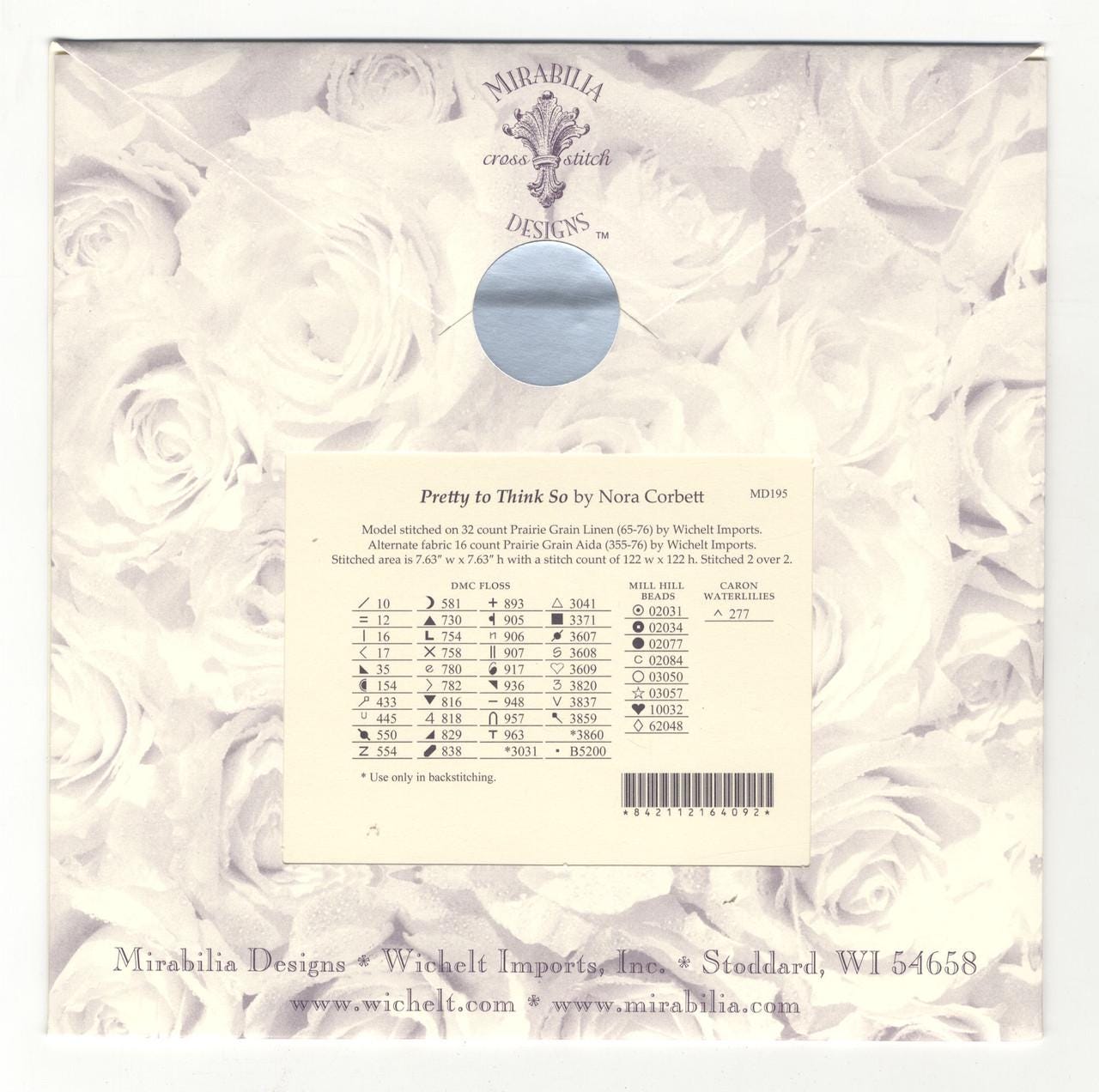 Mirabilia - Pretty to Think So cross stitch pattern and Embellishment pack, MD-195, MD-195E