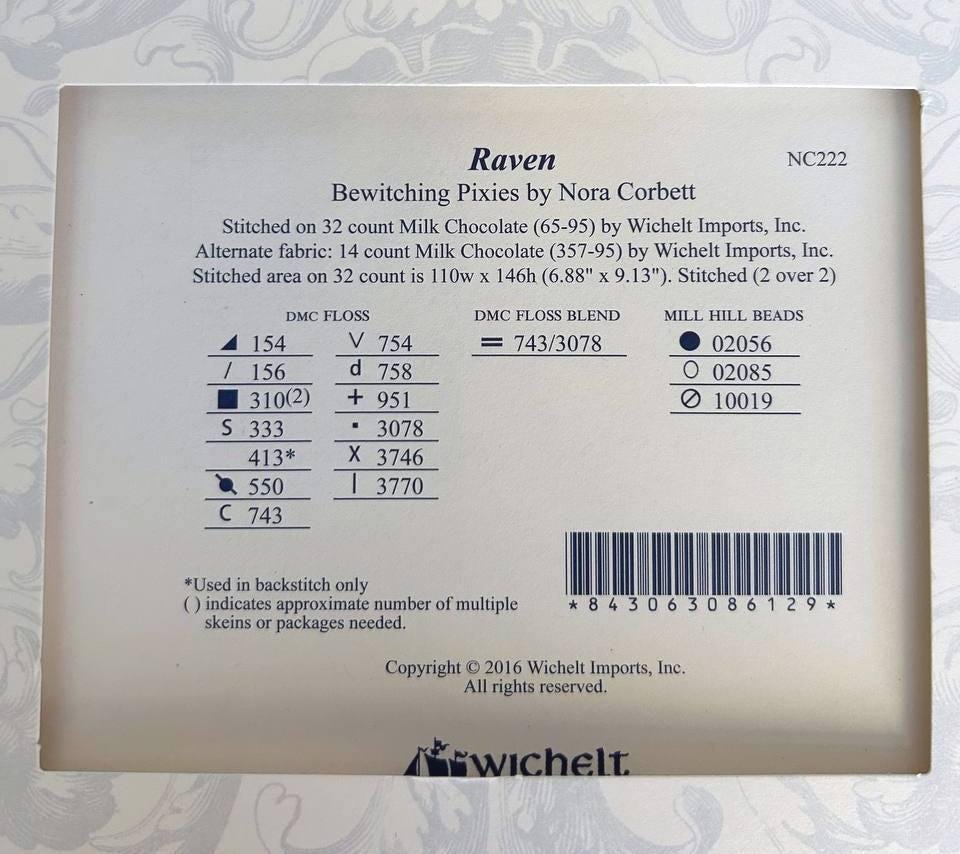 Raven Bewitching Pixies Nora Corbett cross stitch pattern only, Mirabilia Designs NC222