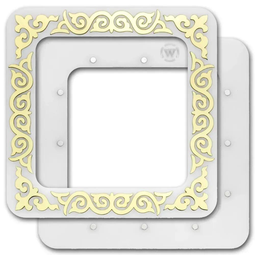 Plastic Embroidery Hoop with Magnetic Holders, gold pattern: 4"x4" Mill Hill Compatible