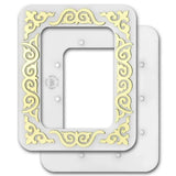 Plastic Magnetic Frame for embroidery and needlework, , white and gold ornament, 2.55x3.54 IN