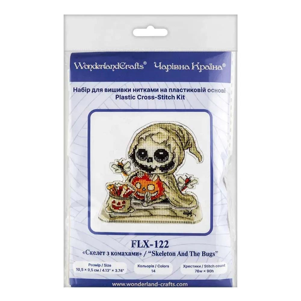 Skeleton and the bug Cross Stitch Kit on Plastic base