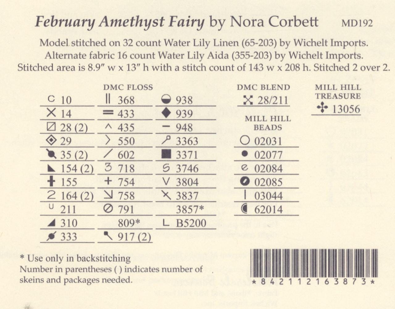 Mirabilia - February Amethyst Fairy cross stitch pattern only, MD-192