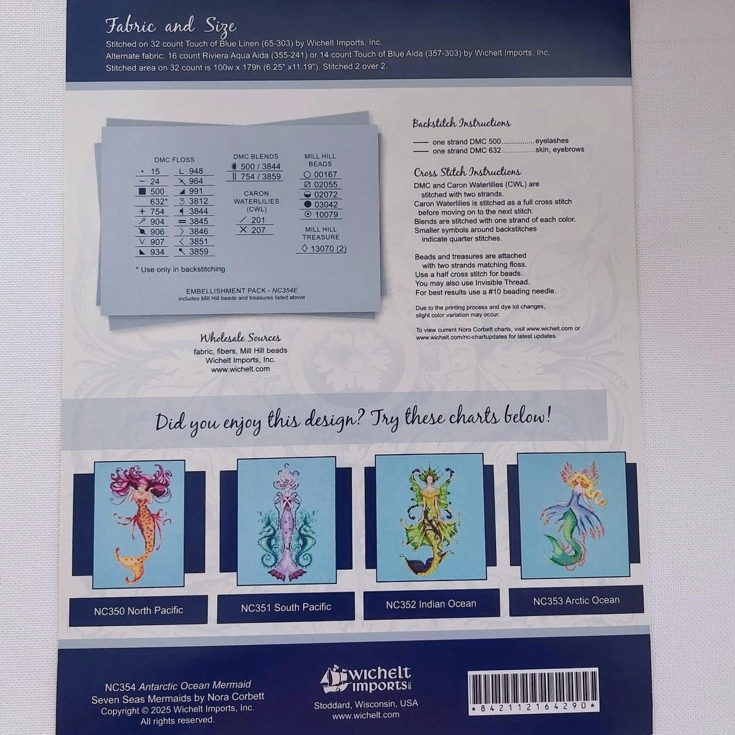 Seven Seas Mermaids - Antarctic Ocean Mermaid Cross Stitch Chart Pattern by Nora Corbett NC354