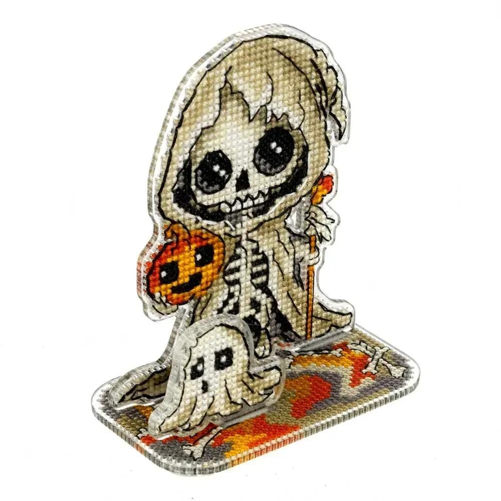 Halloween Skeleton and the ghost Counted Cross Stitch Kit on Plastic base