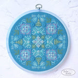 Winter mandala Cross Stitch Kit, Hand-Dyed Threads, Beads, Murano 32ct fabric