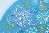 Winter mandala Cross Stitch Kit, Hand-Dyed Threads, Beads, Murano 32ct fabric