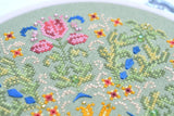 Flower mandala Cross Stitch Kit, Hand-Dyed Threads, Beads, Murano 32ct fabric