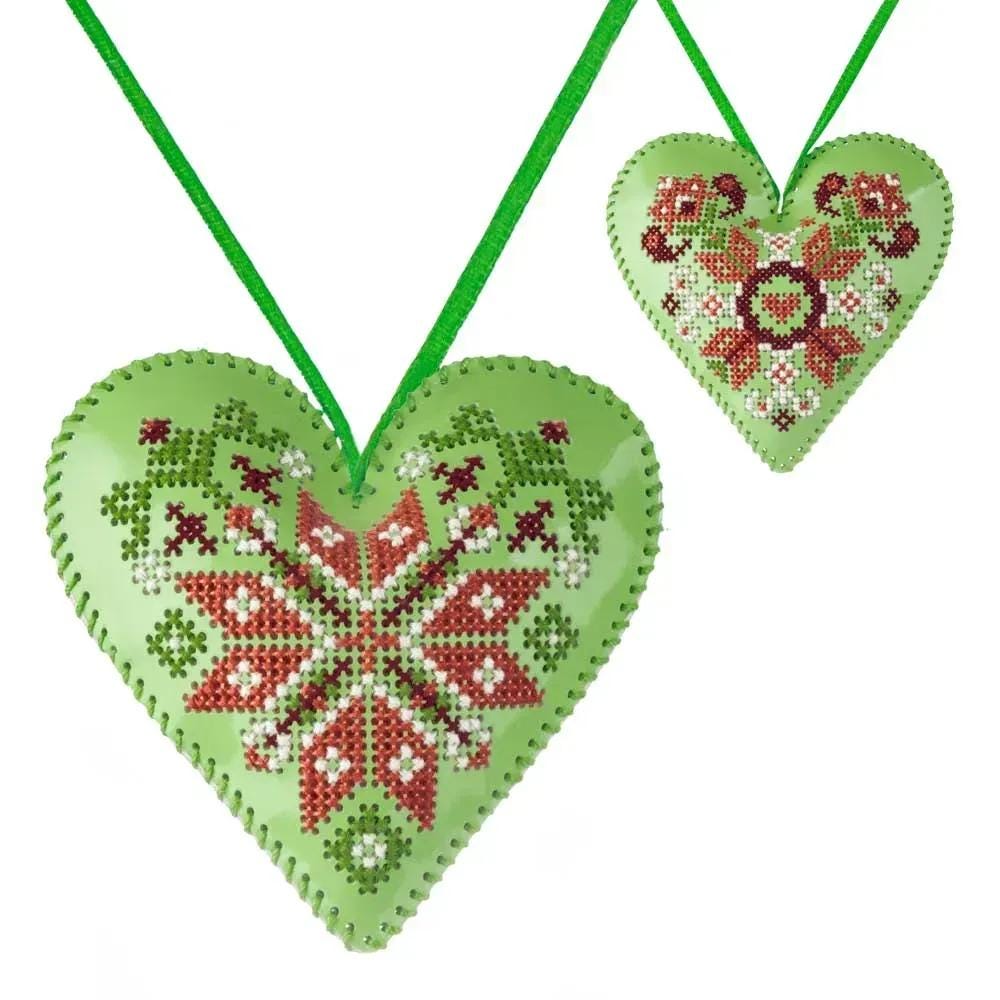 Beads embroidery kit on artificial leather "Christmas tree Heart" (double-sided) HL-090