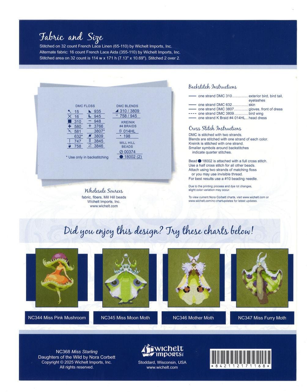 Daughters Of The Wild - Miss Starling Cross Stitch Chart Pattern by Nora Corbett NC368