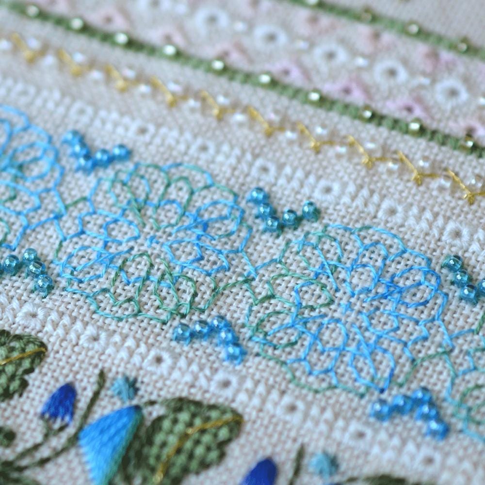 Dragonfly Cross Stitch Sampler Kit: Tela Artis Hand-Dyed DMC, Evenweave Fabric