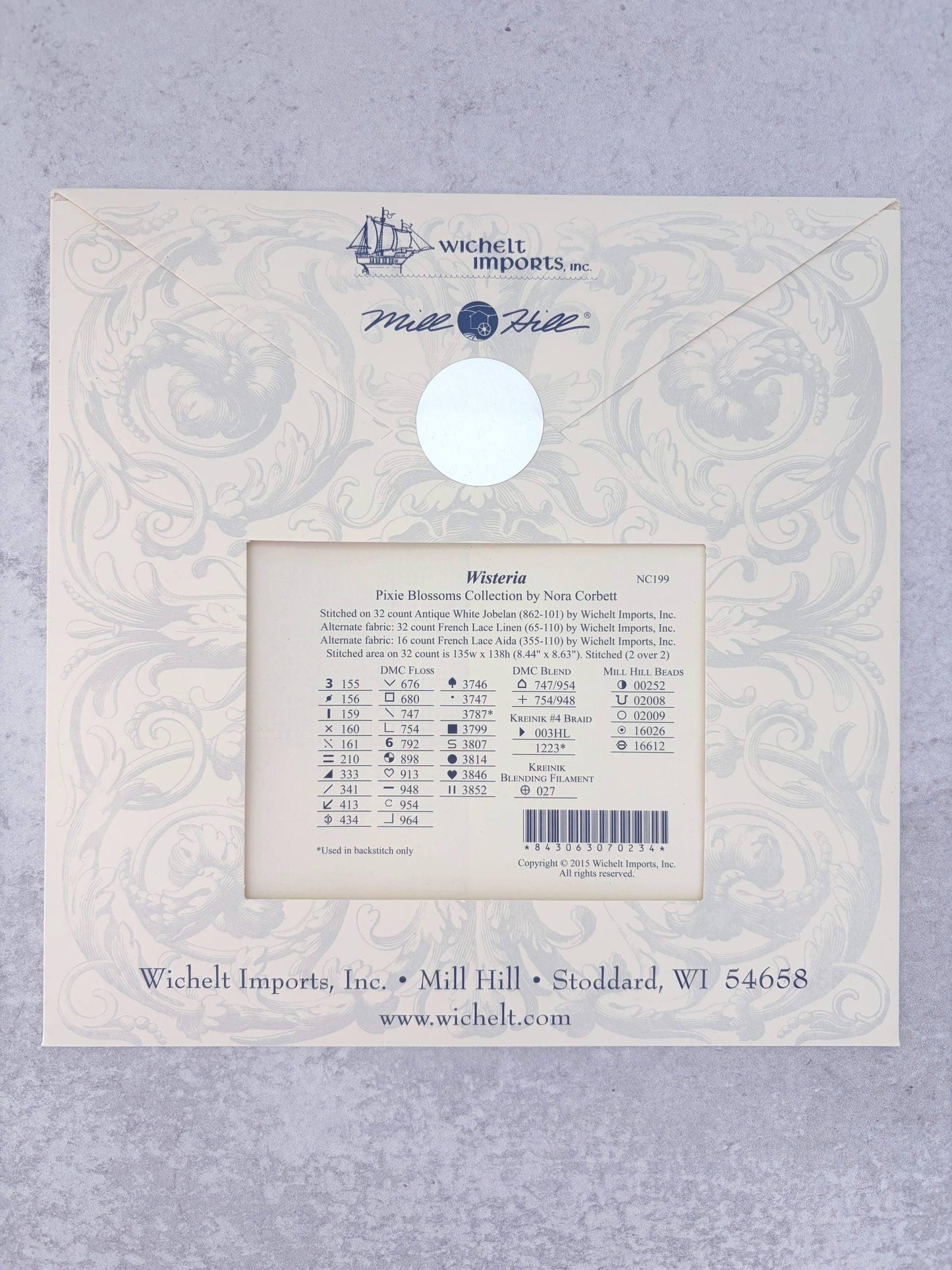WISTERIA-Pixie Blossoms Nora Corbett cross stitch pattern only, Mirabilia Designs NC199
