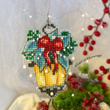 Christmas Lantern, Cross Stitch Kit, Unic, set with threads, beads and decorative crystals.