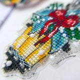 Christmas Lantern, Cross Stitch Kit, Unic, set with threads, beads and decorative crystals.