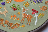 Forest Friends Cross Stitch Kit, Hand-Dyed Threads, Beads, Belfast 32ct fabric