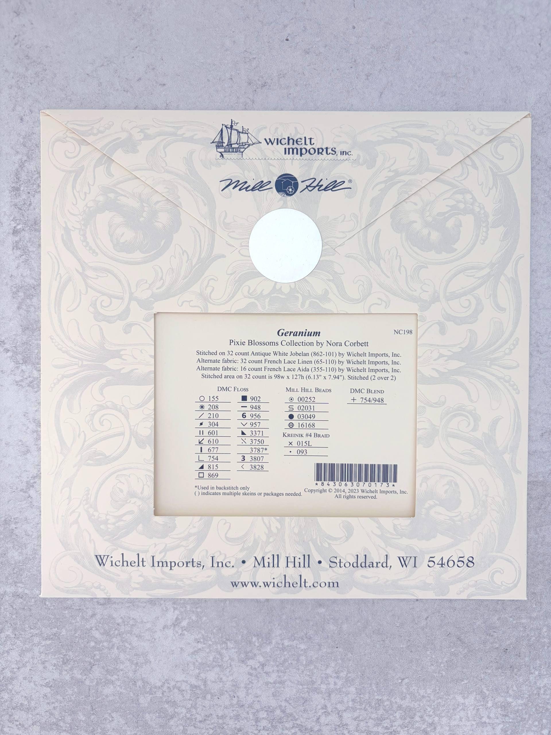 Geranium Nora Corbett cross stitch pattern only, Mirabilia Designs NC198
