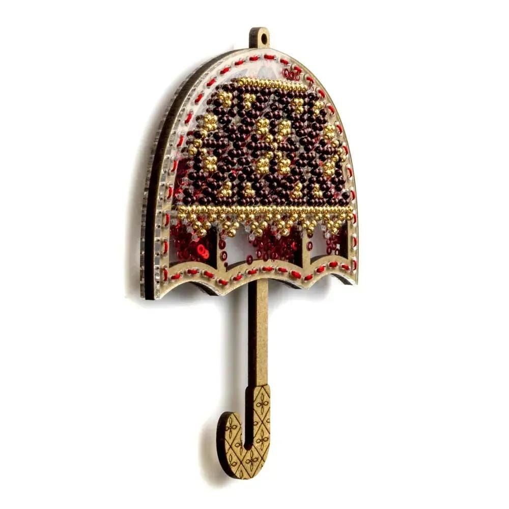Decorative ornament for Christmas tree, Bead Embroidery Kit - Ruby Umbrella, PL-072
