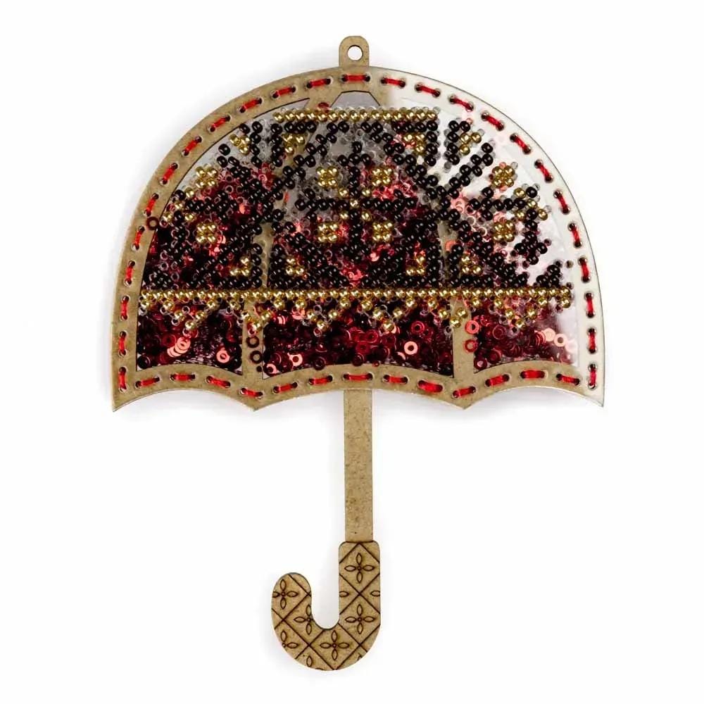 Decorative ornament for Christmas tree, Bead Embroidery Kit - Ruby Umbrella, PL-072