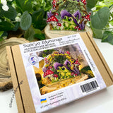 Cross Stitch kit Helloween Frog, threads, beads and decorative crystals.