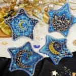 Cross Stitch kit Moon Star on plastic base, threads, beads