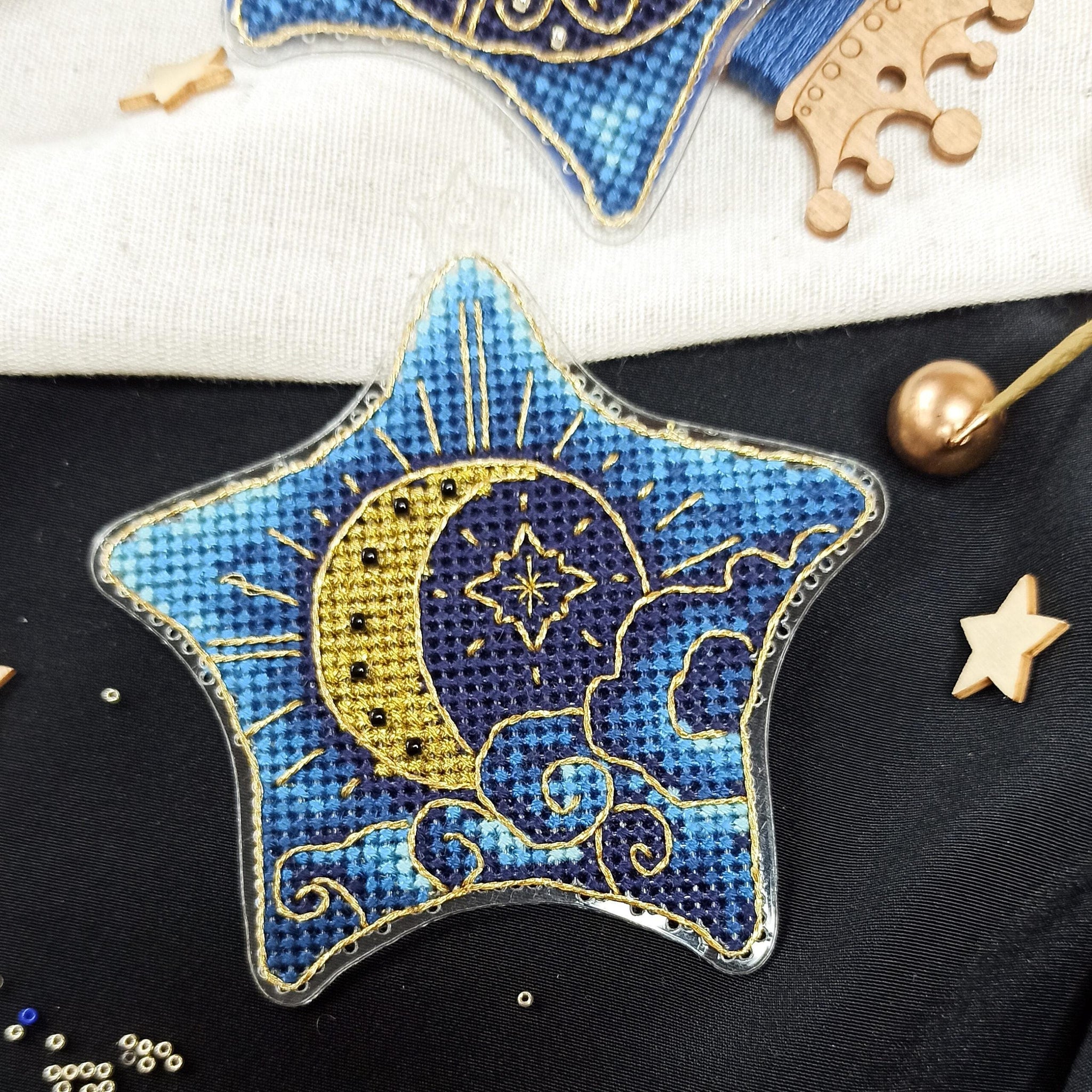 Cross Stitch kit Sun in the Clouds, on plastic base, threads, beads