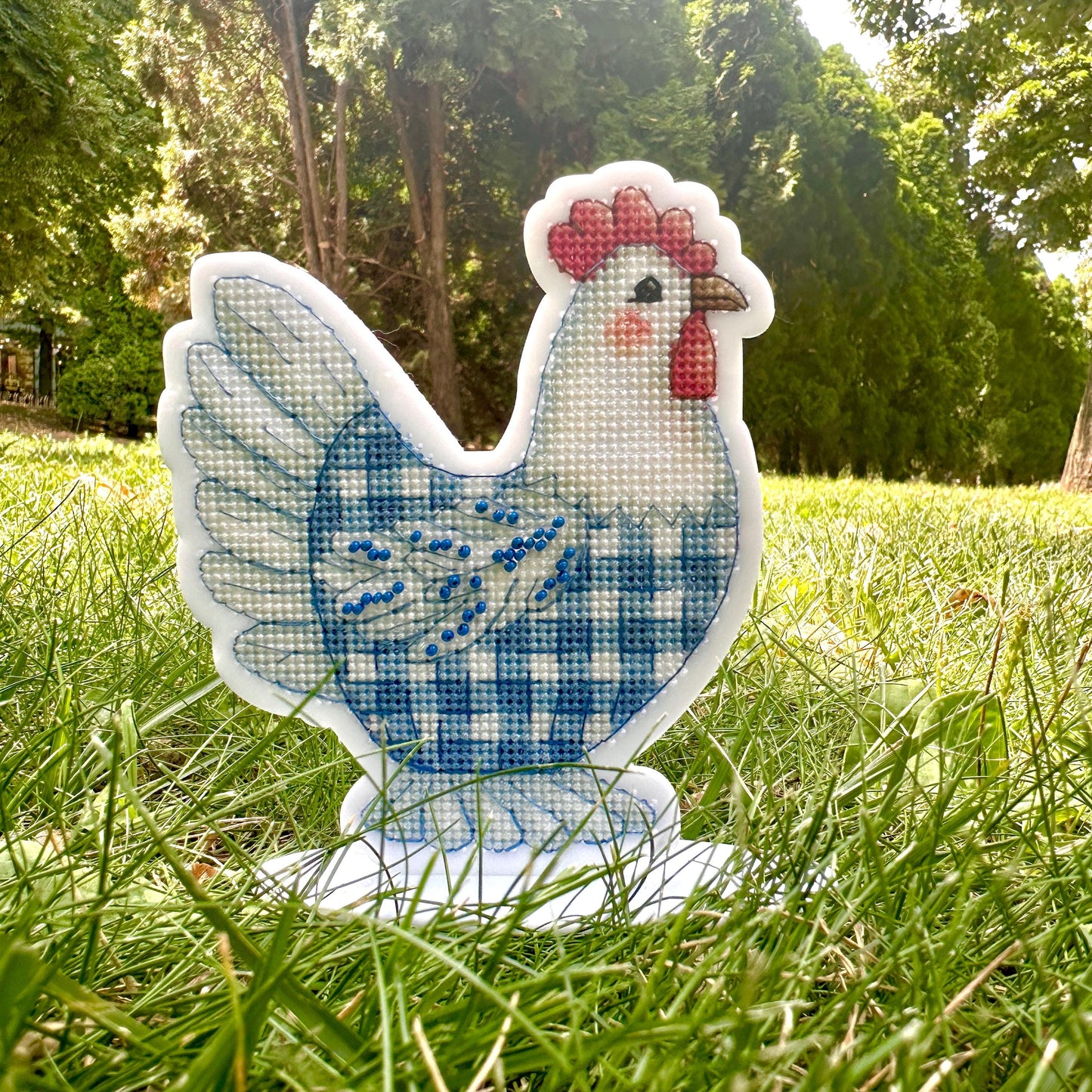 Easter Bead Embroidery Kit on Acrylic base, cross stitch, porcelain rooster