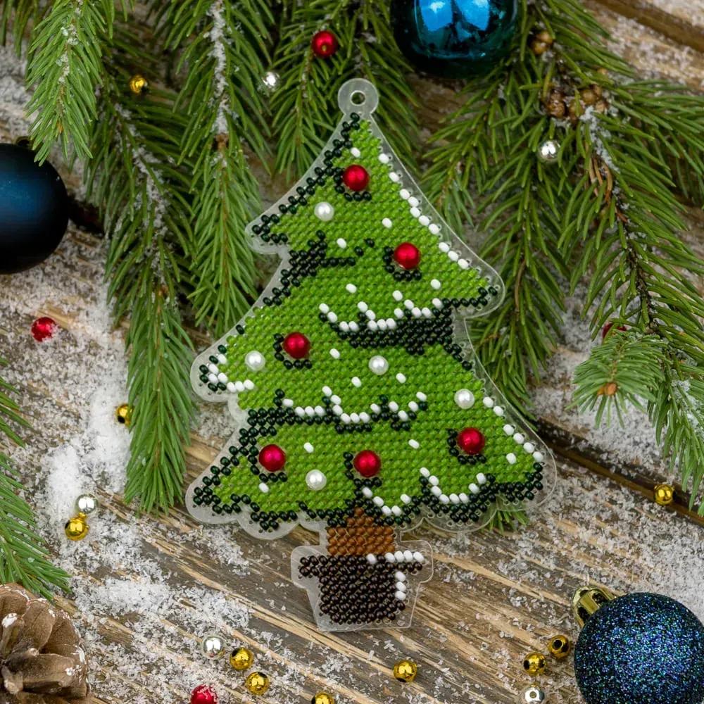 Bead Embroidery Kit on plastic base Christmas Tree, PL-051. Fast DIY Kit