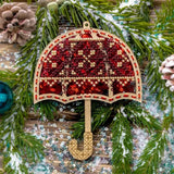 Decorative ornament for Christmas tree, Bead Embroidery Kit - Ruby Umbrella, PL-072