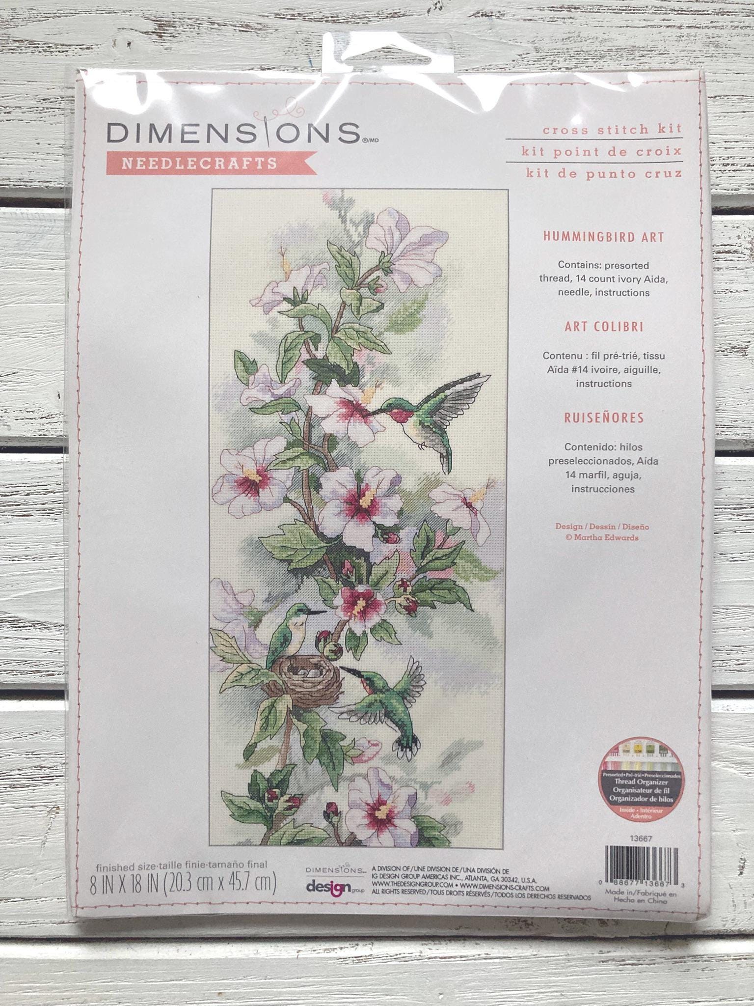 Dimensions Needlecrafts Hummingbird Art 13667, Counted Cross Stitch Kit, 14 Count Ivory Aida