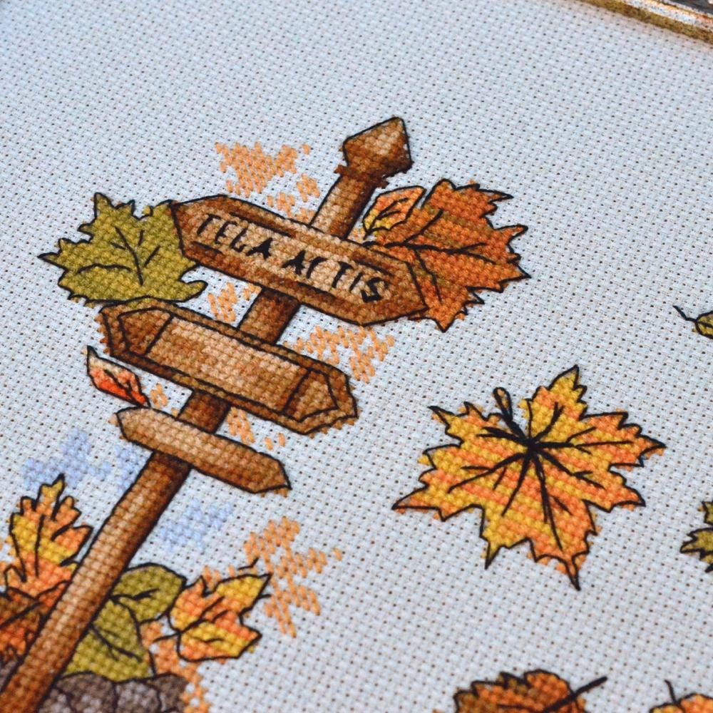 Counted Cross Stitch Kit: Autumn joys, Aida 16ct,Hand-Dyed Threads