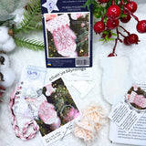 Pink glove, Cross Stitch Kit, Unic, set with threads, beads and decorative crystals.