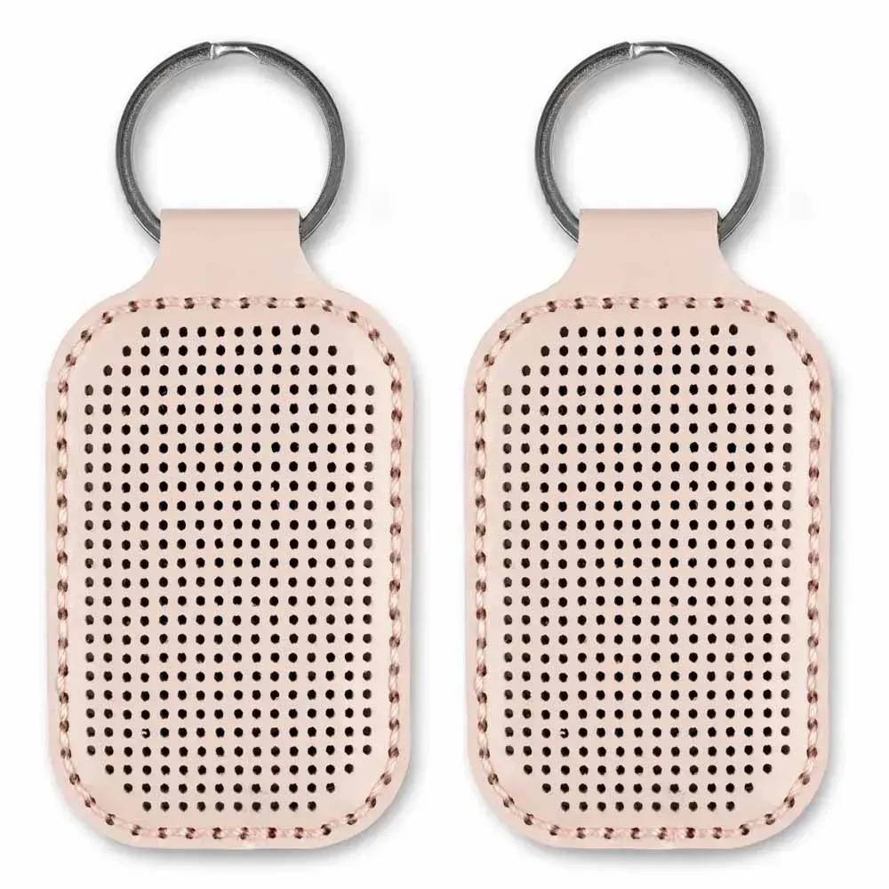 Embroidery Kit faux leather keychain base pink, BE-069. Fast DIY Kit