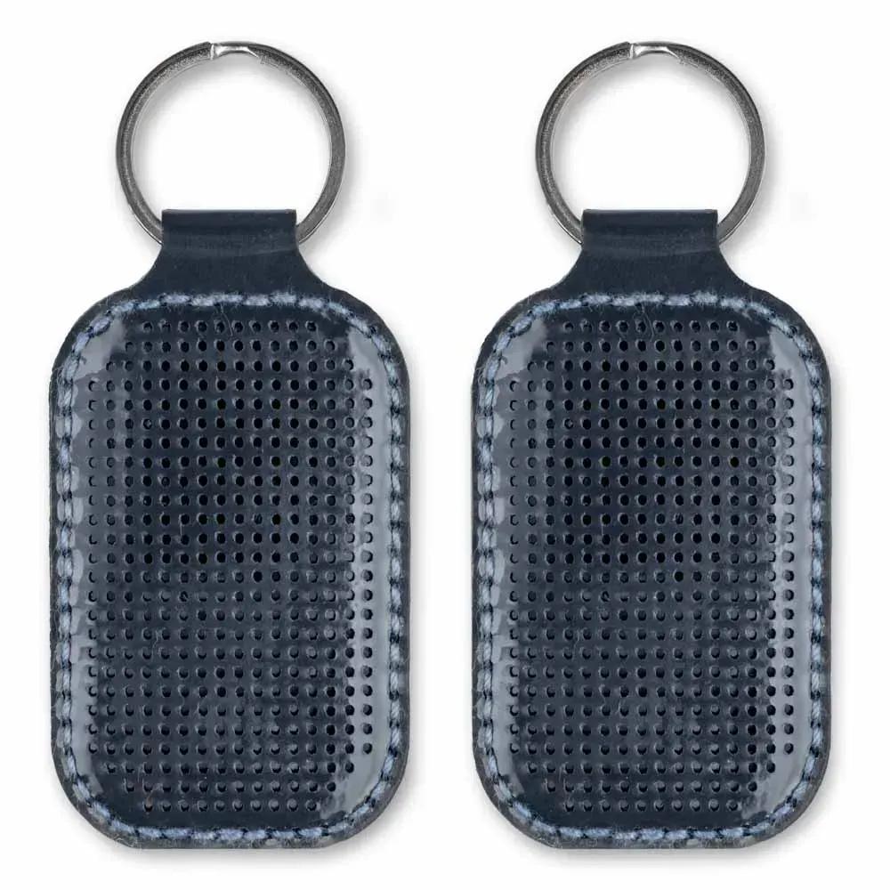 Embroidery Kit faux leather keychain base dark blue, BE-071. Fast DIY Kit