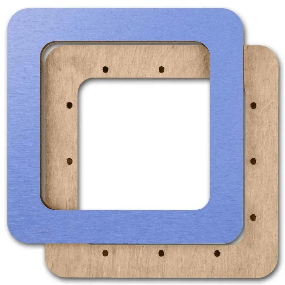 Plywood Embroidery Hoop with Magnetic Holders (4x4 IN), blue, plain, hand-painted