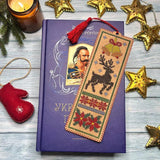 Bookmark set Craft cardboard embroidery kit "Reindeer"