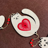 DIY Red heart  Decor Set Spring green: Plywood 3 hearts with stitching