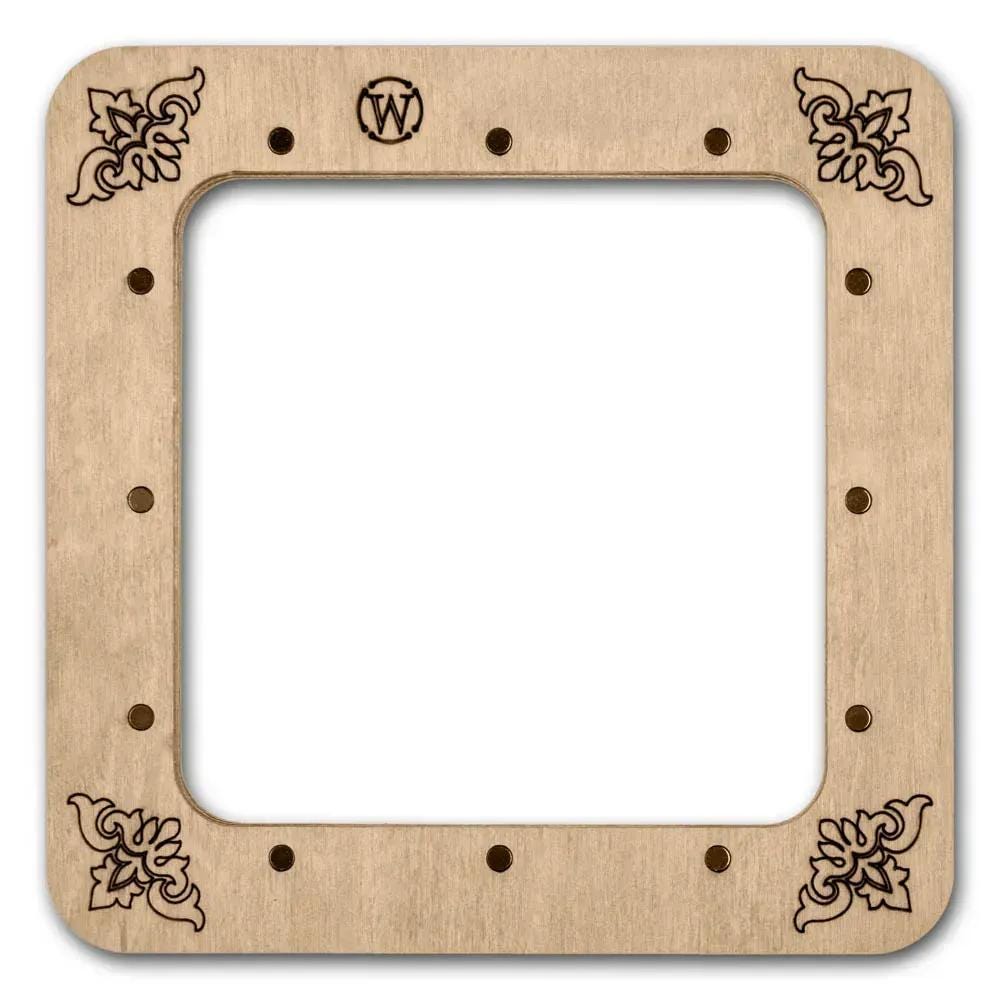 Plywood Embroidery Hoop with Magnetic Holders (4x4 IN), pastel green-blue, plain, hand-painted