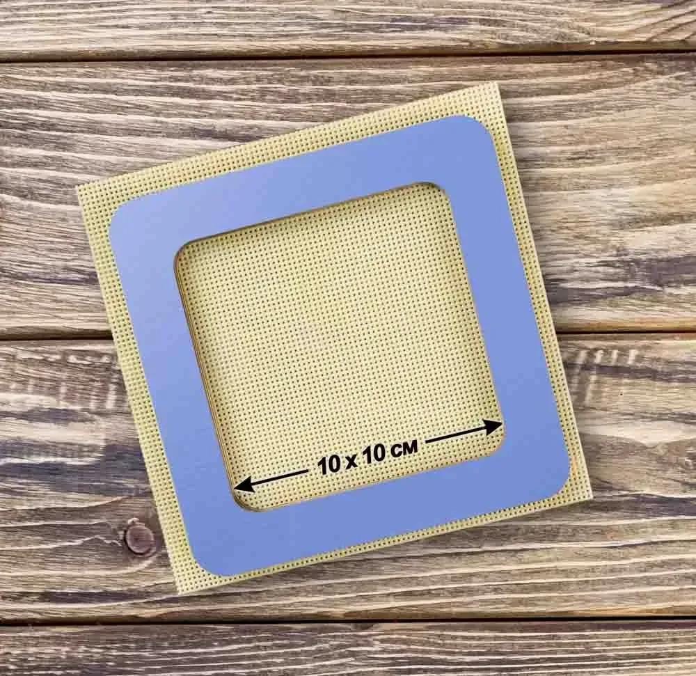 Plywood Embroidery Hoop with Magnetic Holders (4x4 IN), blue, plain, hand-painted