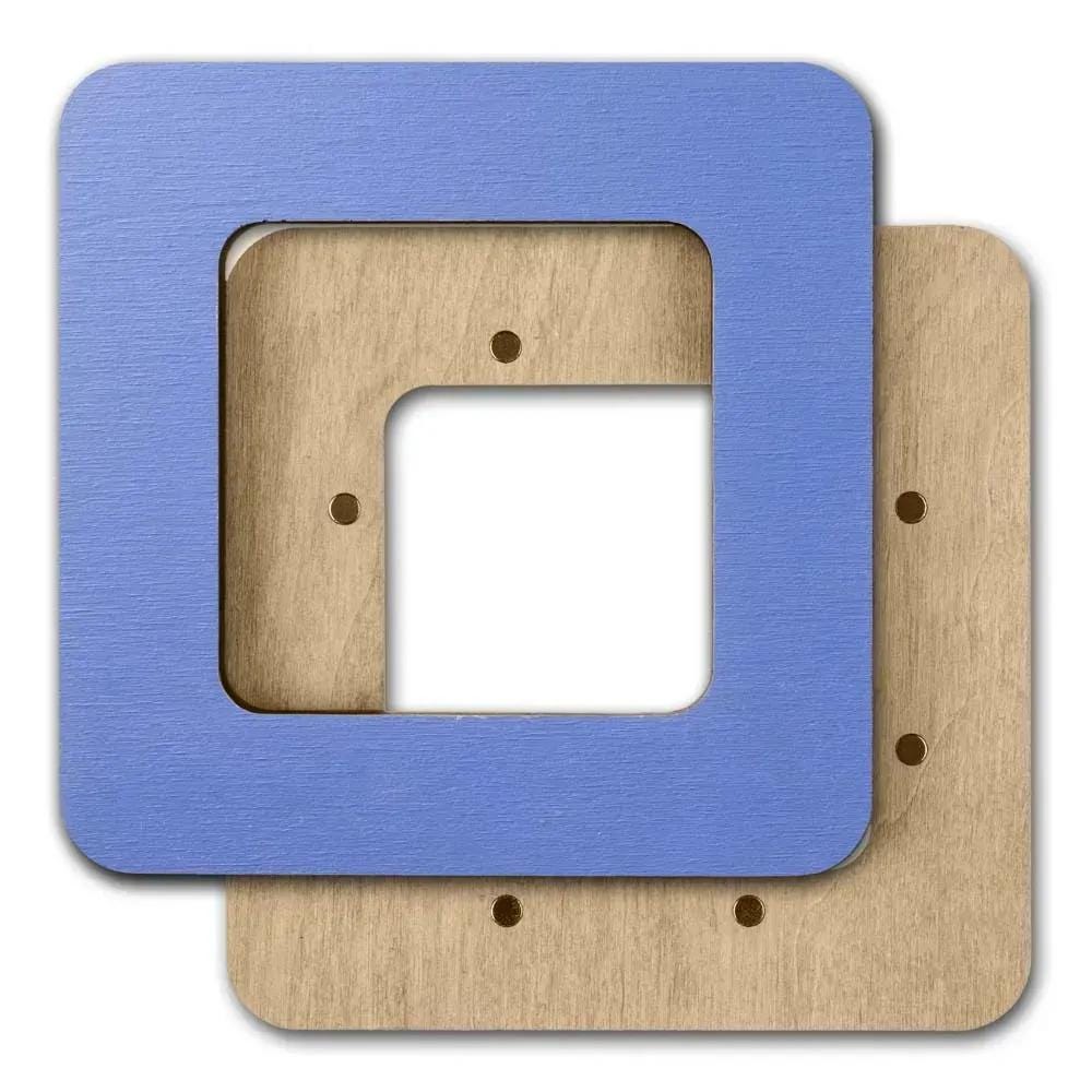 Small Blue Plywood Embroidery Hoop with Magnetic Holders (2.4x2.4 IN), plain, hand-painted