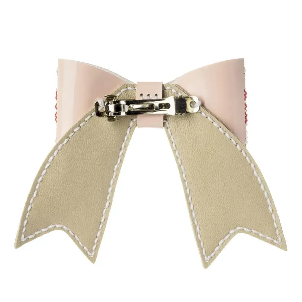 Embroidery kit on artificial leather "Hair Clip - Morning Dew" (single-sided) FLHL-103 white, pink