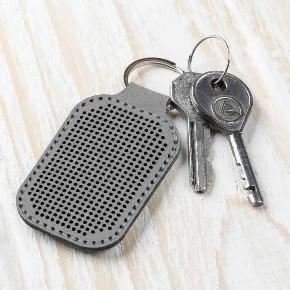 Embroidery Kit faux leather keychain base dark gray, BE-004. Fast DIY Kit