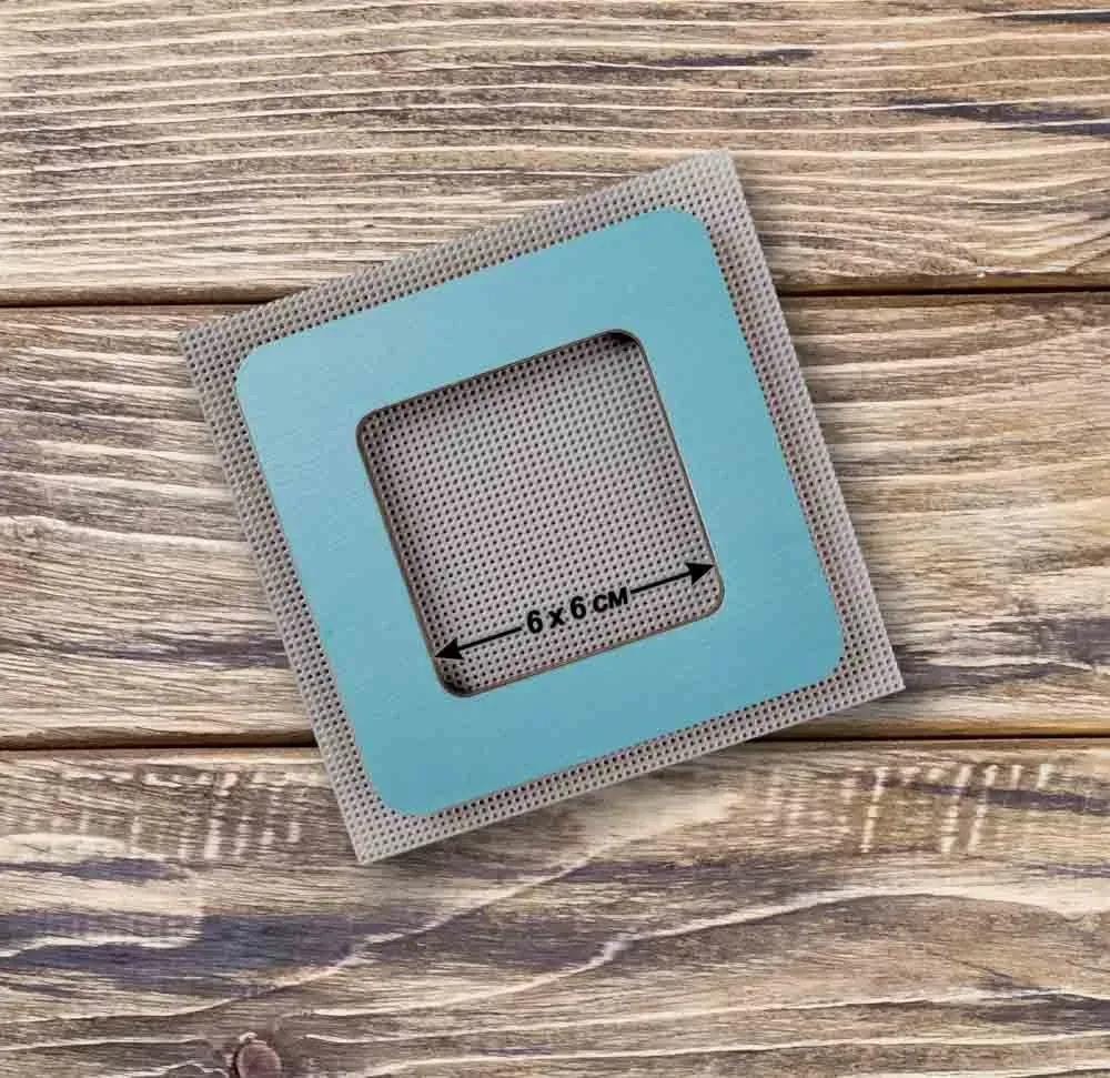 Small  Plywood Embroidery Hoop pastel green-blue with Magnetic Holders (2.4x2.4 IN), plain, hand-painted