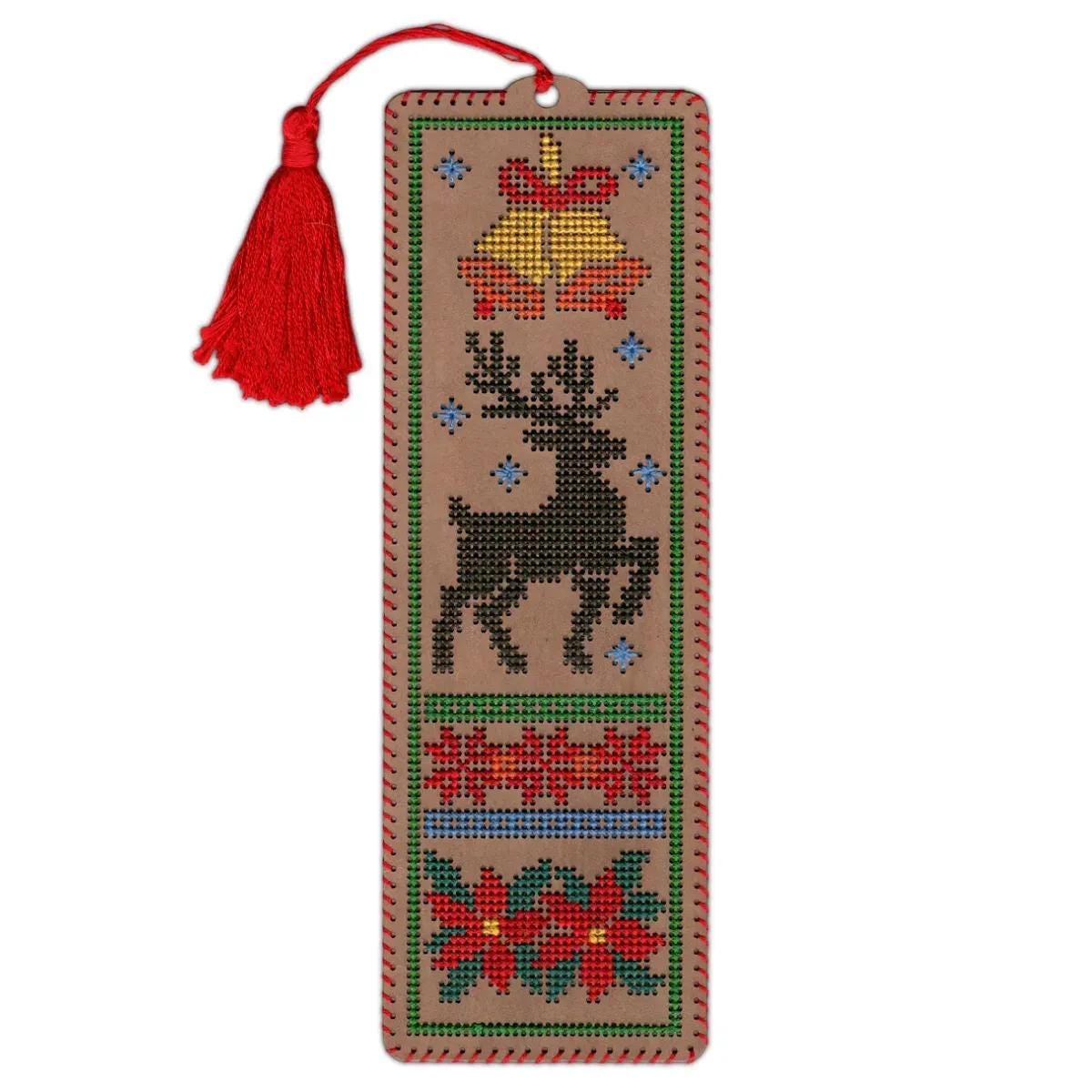 Bookmark set Craft cardboard embroidery kit "Reindeer"