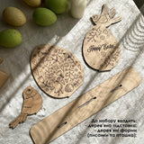 Easter Decor Set, Plywood Eggs and birds on holder, ready to use
