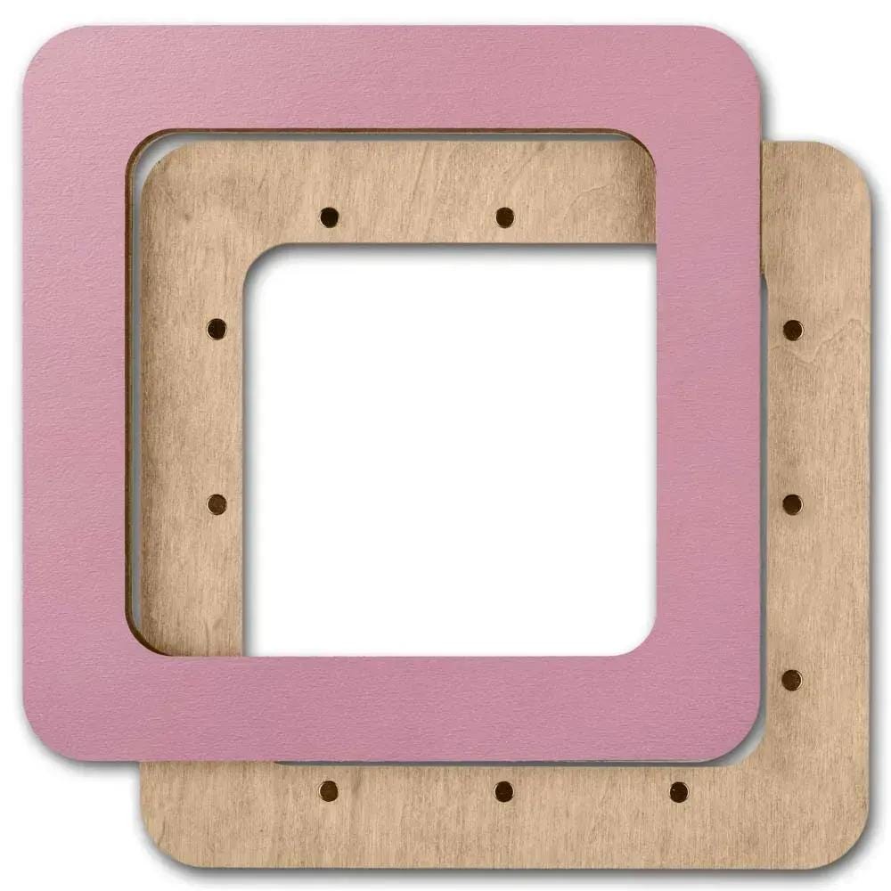 Plywood Embroidery Hoop with Magnetic Holders (4x4 IN), pastel pink, plain, hand-painted