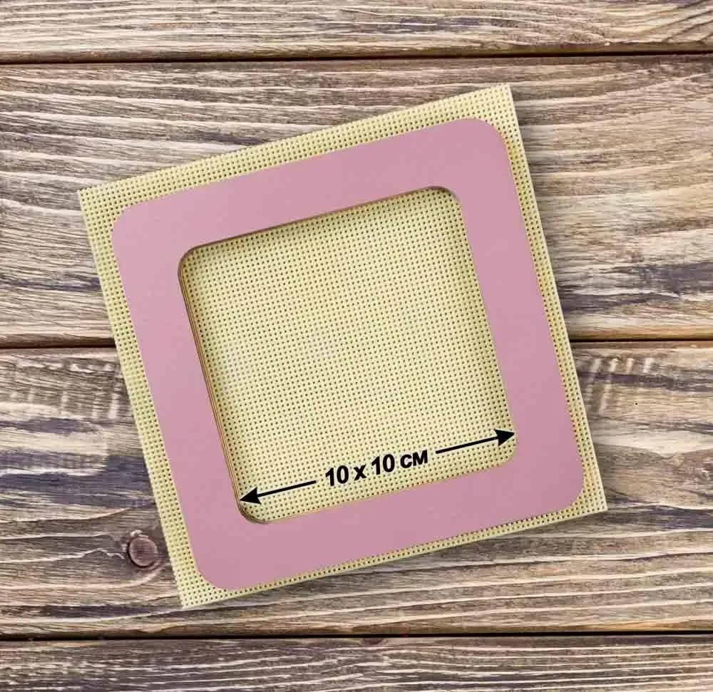 Plywood Embroidery Hoop with Magnetic Holders (4x4 IN), pastel pink, plain, hand-painted