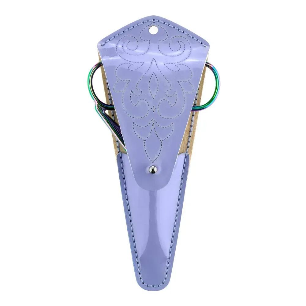 DIY Faux Leather Scissor Case perforated workpiece light blue