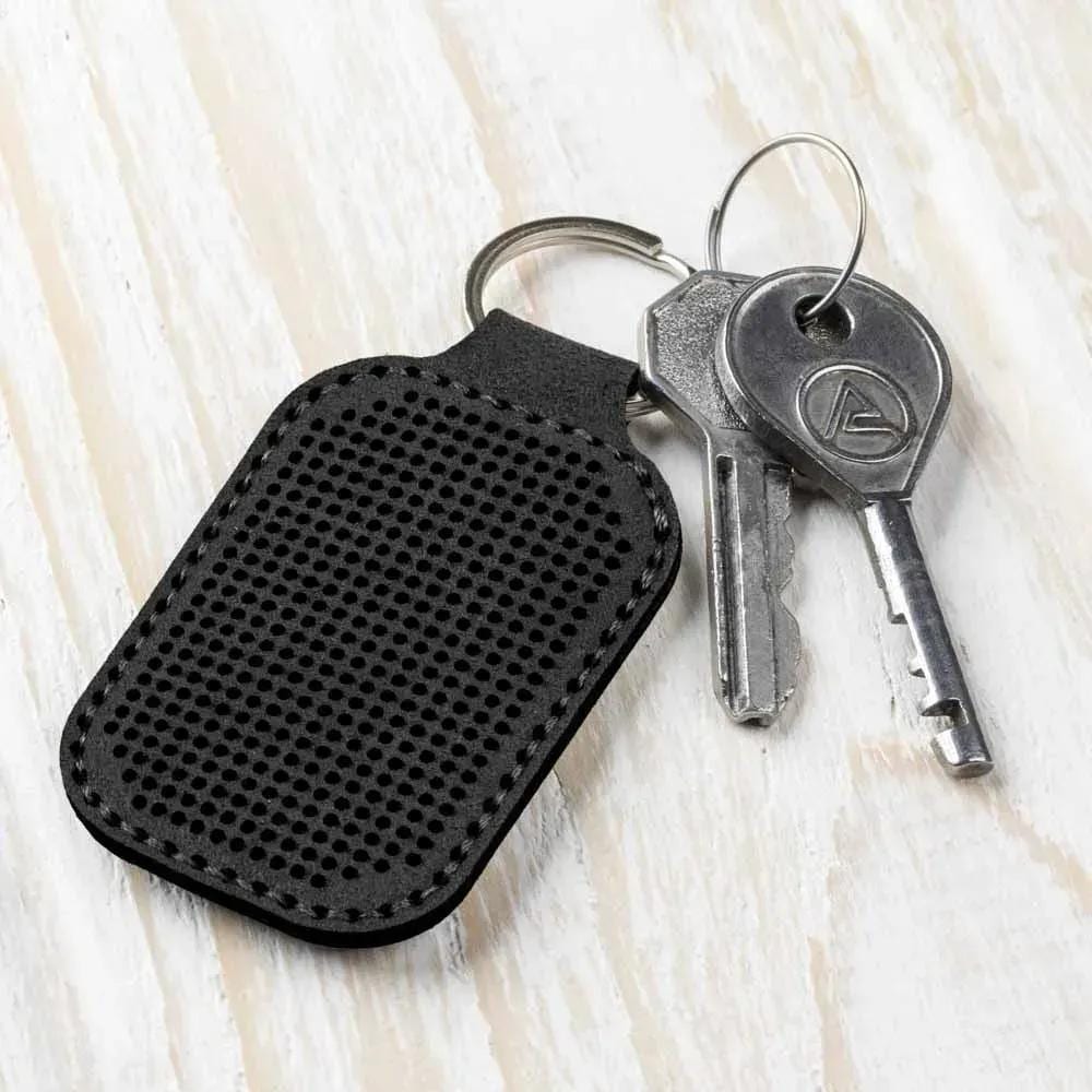 Embroidery Kit faux leather keychain black, BE-006. Fast DIY Kit
