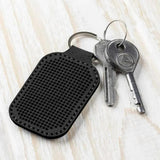 Embroidery Kit faux leather keychain black, BE-006. Fast DIY Kit